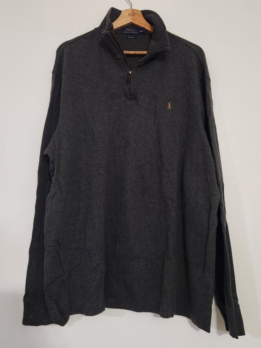 Polo Ralph Lauren Quater Zip Gray Estate Rib Pullover Sweater Men's XXL